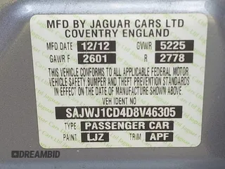 2013 Jaguar XJ with VIN SAJWJ1CD4D8V46305, listed as a IAAI auction lot 42637329 with 101,532 mi miles and . Bid and sale history available at DreamBid. Image 9.