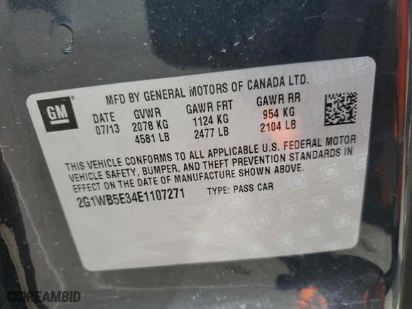 2014 Chevrolet Impala Limited LT with VIN 2G1WB5E34E1107271, listed as a Copart auction lot 50365135 with 132,502 mi miles and Salvage Title. Bid and sale history available at carsss.com. Image 14.