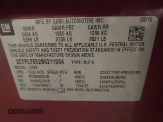 2011 GMC Terrain SLE-2 with VIN 2CTFLTE52B6211934, listed as a IAAI auction lot 41998807 with 235,671 mi miles. Bid and sale history available at carsss.com. Image 9.