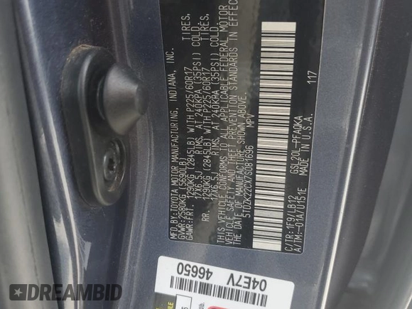2007 Toyota Sienna XLE with VIN 5TDZK22CX7S081696, listed as a Copart auction lot 53851995 with 186,933 mi miles and Salvage Title. Bid and sale history available at DreamBid. Image 13.
