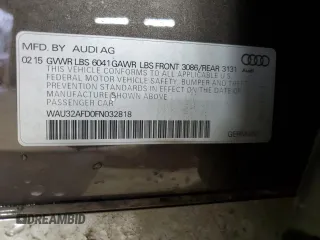 2015 Audi A8 L 4.0T with VIN WAU32AFD0FN032818, listed as a Copart auction lot 43286465 with 125,798 mi miles and Salvage Title. Bid and sale history available at carsss.com. Image 13.