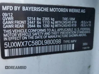 2013 BMW X3 xDrive35i z VIN 5UXWX7C58DL980098, wystawiony jako Copart lot #57865225 z przebiegiem 75 589 mil mil oraz Szkoda całkowita • Salvage title. Historia ofert i sprzedaży dostępna na DreamBid. Obrazek 14.