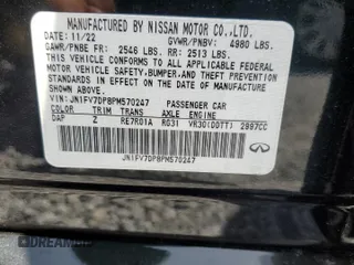 2023 Infiniti Q50 Red Sport 400 with VIN JN1FV7DP8PM570247, listed as a Copart auction lot 51143775 with 8,919 mi miles and Clean Title. Bid and sale history available at DreamBid. Image 12.