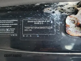 2005 Saab 9-3 z VIN YS3FB79N456007008, wystawiony jako Copart lot #80269283 z przebiegiem 232 103 mil mil oraz Nie do naprawy • Non repairable. Historia ofert i sprzedaży dostępna na DreamBid. Obrazek 13.