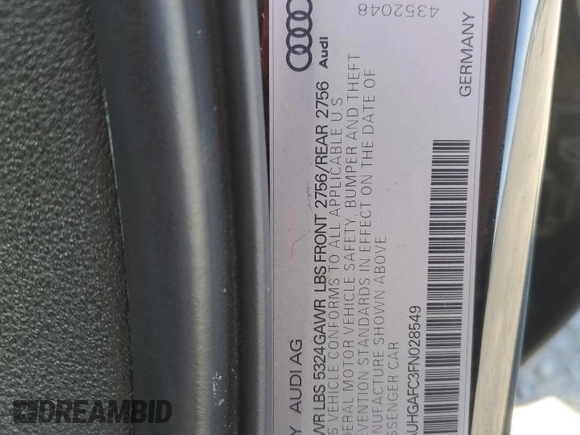 2015 Audi A6 Prestige with VIN WAUHGAFC3FN028549, listed as a Copart auction lot 47286755 with 142,264 mi miles and Clean title. Bid and sale history available at DreamBid. Image 12.