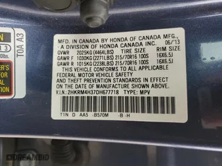 2013 Honda CR-V LX with VIN 2HKRM4H37DH677718, listed as a Copart auction lot 52511685 with 166,160 mi miles and Non Repairable. Bid and sale history available at carsss.com. Image 14.