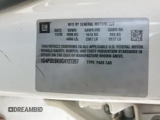 2016 Buick Verano Group с VIN 1G4PS5SK0G4127267, выставлен на аукционе Copart как лот 57273985 с пробегом 168 578 миль миль и Списание • Salvage title. История ставок и продаж доступна на DreamBid. Изображение 12.