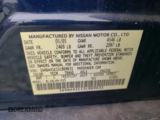 2005 Nissan Maxima 3.5 SL with VIN 1N4BA41E15C869631, listed as a Copart auction lot 74067494 with 71,779 mi miles and Salvage Title. Bid and sale history available at carsss.com. Image 14.