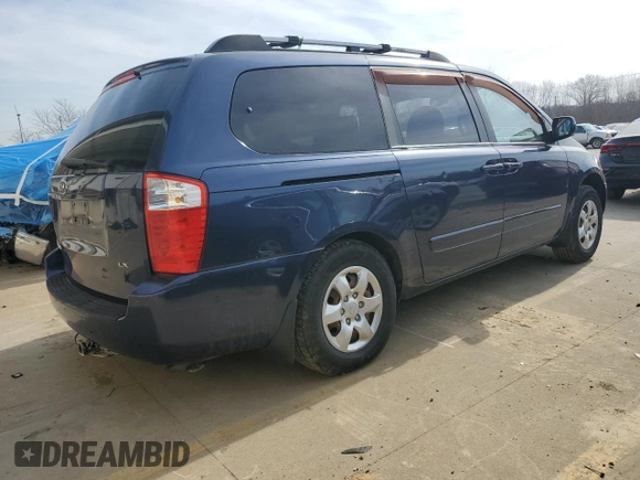 2007 Kia Sedona LX with VIN KNDMB233X76182262, listed as a Copart auction lot 48689735 with 143,041 mi miles and Salvage Title. Bid and sale history available at carsss.com. Image 3.
