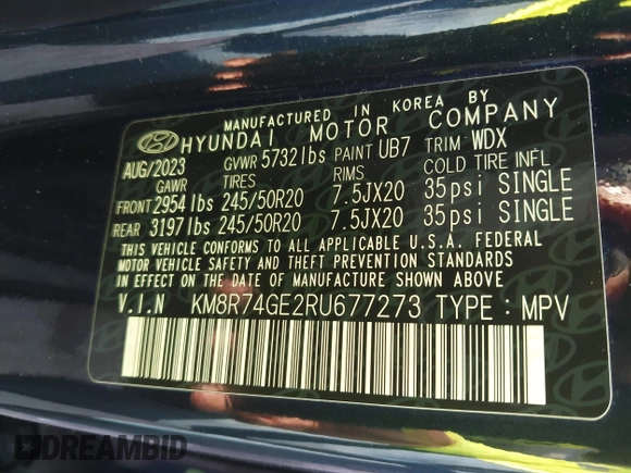 2024 Hyundai Palisade Calligraphy z VIN KM8R74GE2RU677273, wystawiony jako IAAI lot #41989335 z przebiegiem 9 200 mil mil oraz . Historia ofert i sprzedaży dostępna na DreamBid. Obrazek 9.