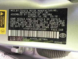 2016 Toyota Camry XLE with VIN 4T4BF1FK5GR582980, listed as a IAAI auction lot 42145802 with 85,702 mi miles and . Bid and sale history available at DreamBid. Image 9.