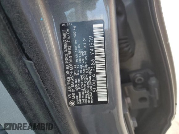 2006 BMW X5 3.0i with VIN 5UXFA13586LY41509, listed as a Copart auction lot 75658944 with 129,324 mi miles and Salvage Title. Bid and sale history available at carsss.com. Image 13.