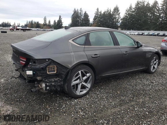 2024 Genesis G80 Sport with VIN KMTGB4SD8RU205301, listed as a Copart auction lot 77671514 with 11,994 mi miles and Salvage Title. Bid and sale history available at DreamBid. Image 3.