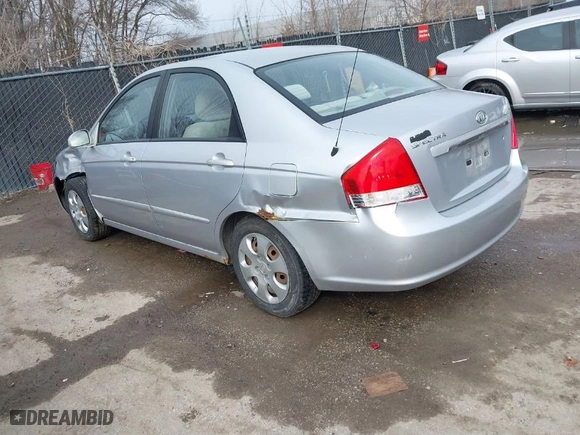 2007 Kia Spectra EX with VIN KNAFE121075463077, listed as a IAAI auction lot 41740106 with 143,721 mi miles. Bid and sale history available at carsss.com. Image 3.
