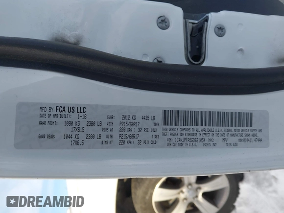 2016 Jeep Patriot Latitude with VIN 1C4NJPFA5GD621054, listed as a IAAI auction lot 41607714 with 118,625 mi miles and . Bid and sale history available at DreamBid. Image 9.