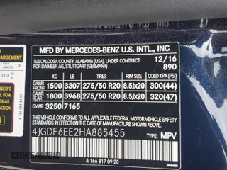 2017 Mercedes-Benz GLS 450 z VIN 4JGDF6EE2HA885455, wystawiony jako Copart lot #60478045 z przebiegiem 124 288 mil mil oraz Szkoda całkowita • Salvage title. Historia ofert i sprzedaży dostępna na DreamBid. Obrazek 14.