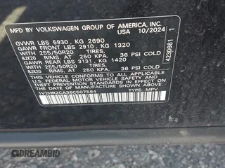 2025 Volkswagen Atlas SE with VIN 1V2HR2CA3SC507564, listed as a IAAI auction lot 42720794 with 13,257 mi miles and . Bid and sale history available at DreamBid. Image 9.