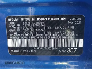 2021 Mitsubishi Outlander Sport SE with VIN JA4APVAU1MU029644, listed as a IAAI auction lot 41070544 with 86,759 mi miles. Bid and sale history available at carsss.com. Image 9.