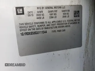 2016 Chevrolet Volt Premier with VIN 1G1RD6S58GU111544, listed as a Copart auction lot 47597035 with 102,783 mi miles and Salvage Title. Bid and sale history available at carsss.com. Image 14.