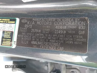 2014 Kia Cadenza Premium z VIN KNALN4D70E5129957, wystawiony jako IAAI lot #42410349 z przebiegiem 217 570 mil mil oraz . Historia ofert i sprzedaży dostępna na DreamBid. Obrazek 9.