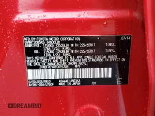 2014 Toyota RAV4 LE with VIN JTMBFREV0ED091304, listed as a Copart auction lot 52942085 with 78,387 mi miles and Salvage Title. Bid and sale history available at DreamBid. Image 12.