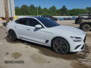 2022 Genesis G70 3.3T with VIN KMTG54TE8NU085587, listed as a Copart auction lot 57897535 with 23,785 mi miles and Salvage title. Bid and sale history available at DreamBid. Image 4.