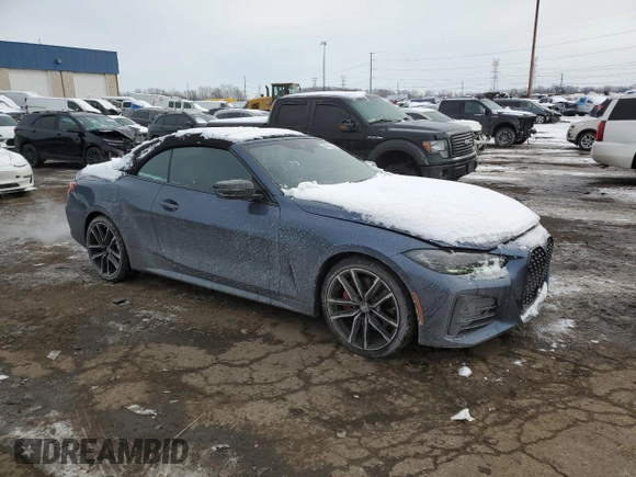 2023 BMW 4 Series 430i xDrive with VIN WBA43AT00PCL57081, listed as a Copart auction lot 44983365 with 9,821 mi miles and Salvage Title. Bid and sale history available at DreamBid. Image 4.
