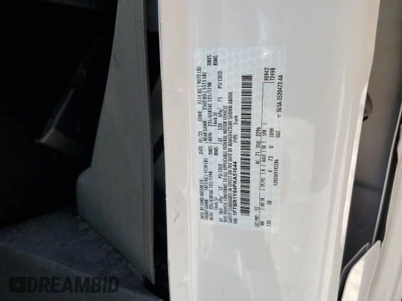 2023 Ford Transit Cargo with VIN 1FTBR1Y84PKA51644, listed as a Copart auction lot 54068155 with 12,978 mi miles and Clean Title. Bid and sale history available at DreamBid. Image 13.