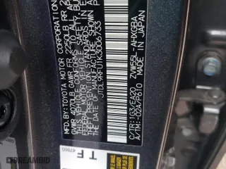2019 Toyota Prius LE with VIN JTDL9RFU1K3006733, listed as a Copart auction lot 55168242 with 37,544 mi miles. Bid and sale history available at carsss.com. Image 10.