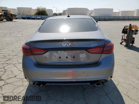 2022 Infiniti Q50 Red Sport 400 with VIN JN1FV7DP6NM370089, listed as a Copart auction lot 59700995 with 24,278 mi miles and Salvage title. Bid and sale history available at DreamBid. Image 6.