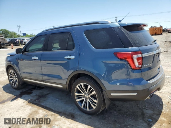 2018 Ford Explorer Platinum z VIN 1FM5K8HT4JGA54385, wystawiony jako Copart lot #57814475 z przebiegiem 105 489 mil mil oraz Szkoda całkowita • Salvage title. Historia ofert i sprzedaży dostępna na DreamBid. Obrazek 2.