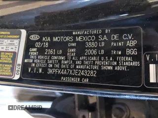 2018 Kia Forte LX with VIN 3KPFK4A7XJE243282, listed as a IAAI auction lot 41688706 with 45,192 mi miles and . Bid and sale history available at DreamBid. Image 9.