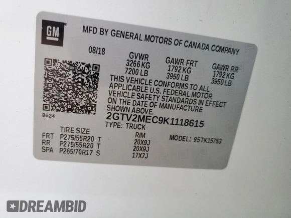 2019 GMC Sierra 1500 SLE z VIN 2GTV2MEC9K1118615, wystawiony jako Copart lot #80111674 z przebiegiem 71 354 mil mil oraz Czysty tytuł • Clean title. Historia ofert i sprzedaży dostępna na DreamBid. Obrazek 13.