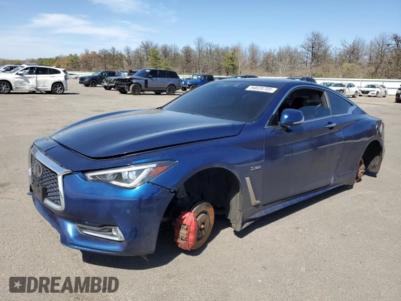 2018 Infiniti Q60 Red Sport 400 with VIN JN1FV7EL4JM631175, listed as a Copart auction lot 54828705 with 55,084 mi miles and Salvage title. Bid and sale history available at DreamBid. Image 1.