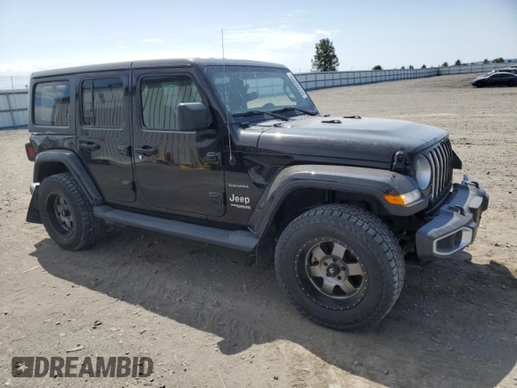 2020 Jeep Wrangler Unlimited Sahara with VIN 1C4HJXEG3LW145470, listed as a Copart auction lot 59386005 with 47,838 mi miles and Salvage title. Bid and sale history available at DreamBid. Image 4.
