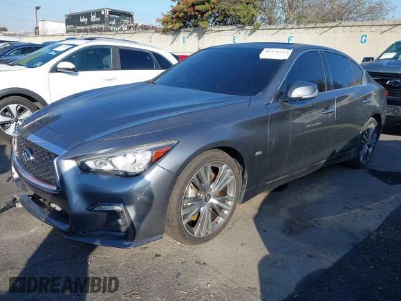 2018 Infiniti Q50 3.0t LUXE with VIN JN1EV7AP0JM592010, listed as a IAAI auction lot 41521512 with 103,966 mi miles. Bid and sale history available at carsss.com. Image 2.