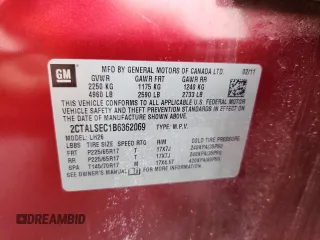 2011 GMC Terrain SLE-2 with VIN 2CTALSEC1B6362069, listed as a Copart auction lot 63506725 with 121,788 mi miles and Clean title. Bid and sale history available at DreamBid. Image 12.