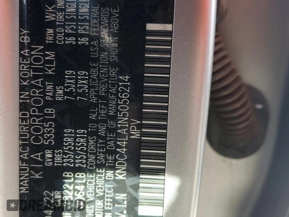 2022 Kia EV6 GT-Line with VIN KNDC44LA1N5056214, listed as a Copart auction lot 42428245 with 95,835 mi miles and Salvage Title. Bid and sale history available at DreamBid. Image 13.