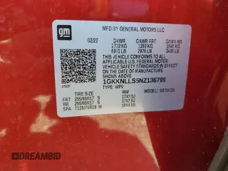 2022 GMC Acadia AT4 with VIN 1GKKNLLS5NZ136799, listed as a Copart auction lot 52174425 with 31,201 mi miles and Salvage title. Bid and sale history available at DreamBid. Image 13.