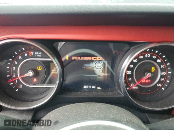 2020 Jeep Wrangler Rubicon with VIN 1C4HJXCG9LW142723, listed as a Copart auction lot 43423865 with 48,711 mi miles and Salvage title. Bid and sale history available at DreamBid. Image 9.