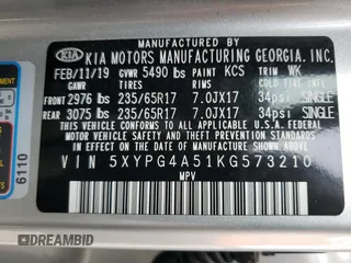 2019 Kia Sorento S with VIN 5XYPG4A51KG573210, listed as a Copart auction lot 49276015 with 100,989 mi miles and Salvage Title. Bid and sale history available at carsss.com. Image 13.