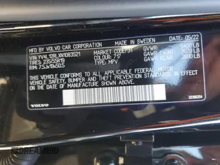 2022 Volvo XC60 Inscription with VIN YV4L12RLXN1083521, listed as a Copart auction lot 42866935 with 34,749 mi miles and Salvage title. Bid and sale history available at DreamBid. Image 13.