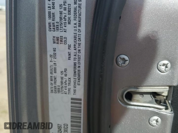 2022 Ram 2500 Big Horn with VIN 3C6UR5DL0NG253497, listed as a Copart auction lot 48236565 with 114,108 mi miles and Salvage Title. Bid and sale history available at carsss.com. Image 12.
