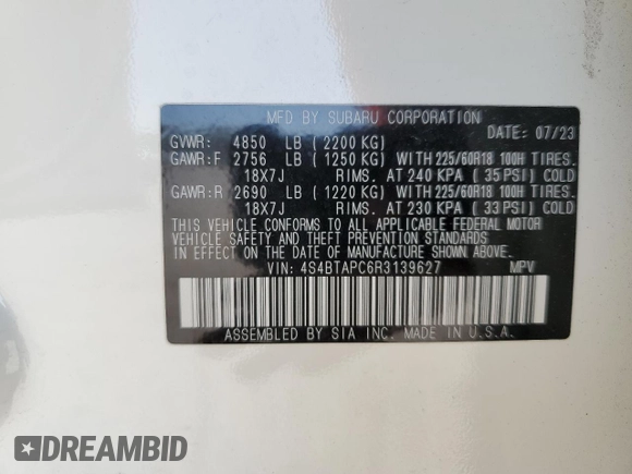 2024 Subaru Outback Touring с VIN 4S4BTAPC6R3139627, выставлен на аукционе Copart как лот 51915245 с пробегом 22 509 миль миль и Списание • Salvage title. История ставок и продаж доступна на DreamBid. Изображение 15.