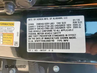 2020 Honda Passport EX-L с VIN 5FNYF7H58LB002790, выставлен на аукционе Copart как лот 57351175 с пробегом 61 577 миль миль и Чистый • Clean title. История ставок и продаж доступна на DreamBid. Изображение 14.