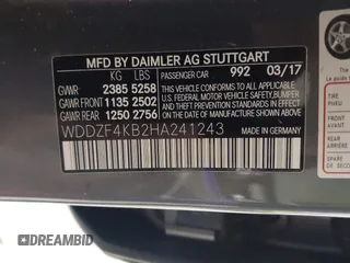 2017 Mercedes-Benz E-Class E 300 Luxury with VIN WDDZF4KB2HA241243, listed as a IAAI auction lot 41675898 with 64,789 mi miles. Bid and sale history available at carsss.com. Image 9.