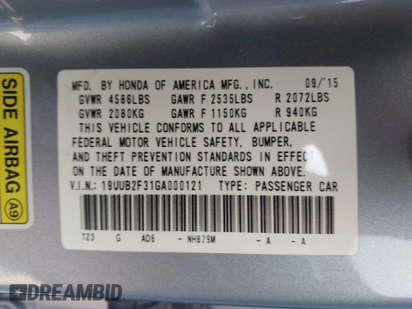 2016 Acura TLX V6 z VIN 19UUB2F31GA000121, wystawiony jako IAAI lot #42108921 z przebiegiem 88 077 mil mil oraz . Historia ofert i sprzedaży dostępna na DreamBid. Obrazek 9.