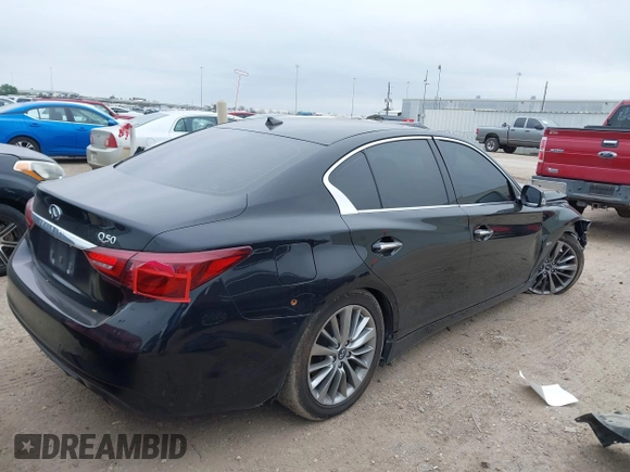 2018 Infiniti Q50 3.0t LUXE with VIN JN1EV7AP1JM351153, listed as a IAAI auction lot 41589119 with 103,915 mi miles. Bid and sale history available at carsss.com. Image 4.