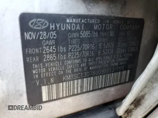 2006 Hyundai Santa Fe GLS with VIN KM8SC13D76U099613, listed as a Copart auction lot 52783575 with 194,819 mi miles and Salvage Title. Bid and sale history available at carsss.com. Image 13.