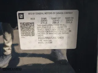 2018 Chevrolet Impala Premier with VIN 2G1125S37J9173405, listed as a IAAI auction lot 41701380 with 137,596 mi miles. Bid and sale history available at carsss.com. Image 9.